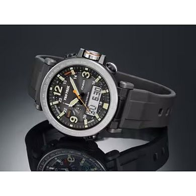 Casio Men's Pro Trek Tough Solar Triple Sensor Analog - Digital Black Silicone Strap Watch - PRG-600-1CR