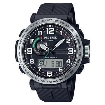 Casio Men's Pro Trek Triple Sensor Solar Black Resin Strap Watch - PRG601-1