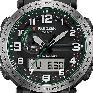 Casio Men's Pro Trek Triple Sensor Solar Black Resin Strap Watch - PRG601-1