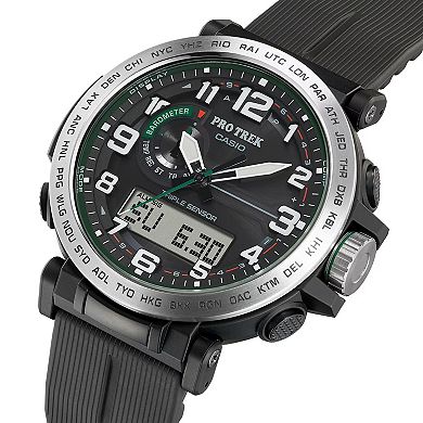 Casio Men's Pro Trek Triple Sensor Solar Black Resin Strap Watch - PRG601-1