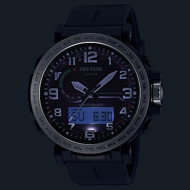 Casio Men's Pro Trek Triple Sensor Solar Black Resin Strap Watch - PRG601-1