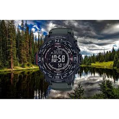 Casio Men's Pro Trek Tough Solar Atomic Time Green Silicone Strap Watch - PRW-3510Y-8CR