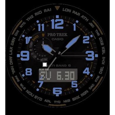 Casio Men's Pro Trek Tough Solar Triple Sensor Analog - Digital Navy Silicone Strap Watch - PRW6600Y-2