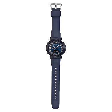 Casio Men's Pro Trek Tough Solar Triple Sensor Analog - Digital Navy Silicone Strap Watch - PRW6600Y-2
