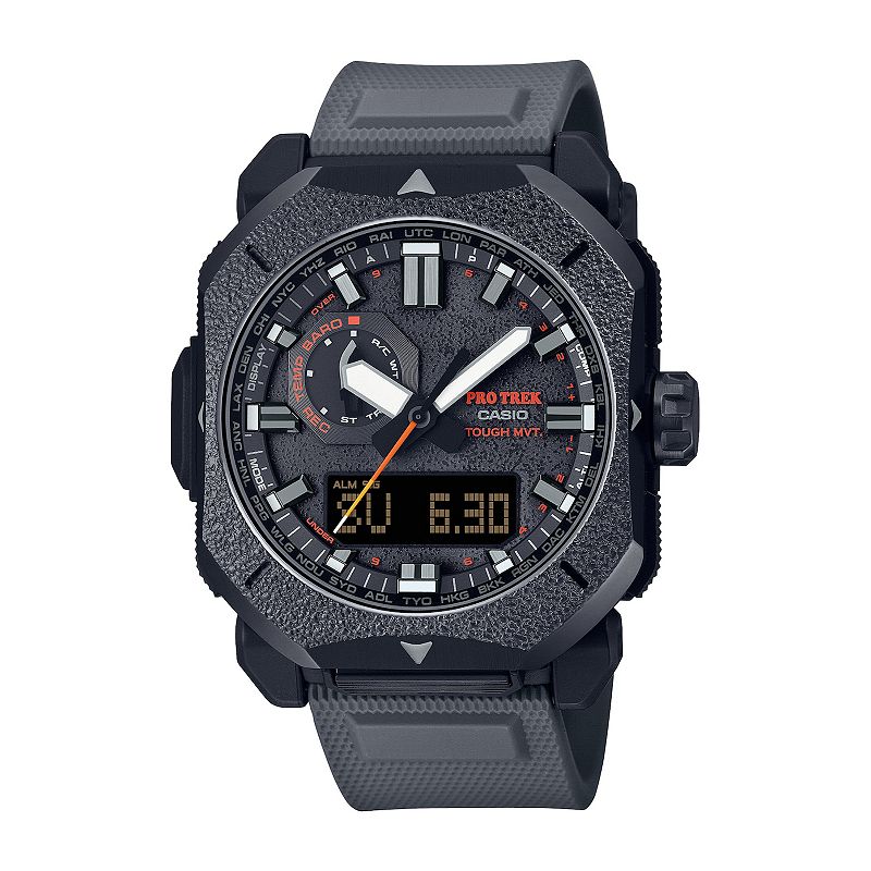 Casio Men's Pro Trek Tough Solar Triple Sensor Analog - Digital Resin Strap Watch - PRW6900BF-1, Size: 49MM, Black