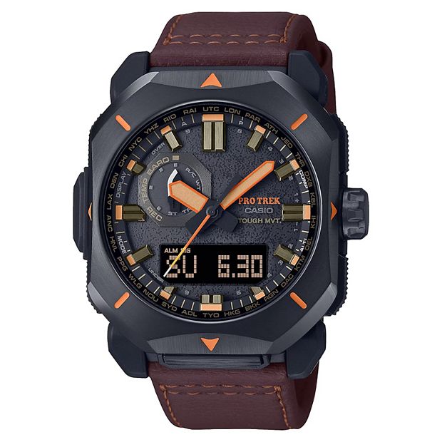 Casio Men's Pro Trek Solar Analog - Digital Black Resin Brown