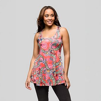 Women's 24Seven Comfort Apparel Paisley Print Scoop Neck Tank Top