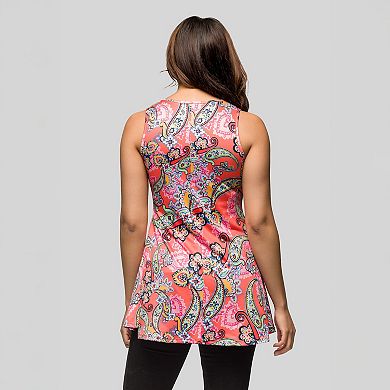 Women's 24Seven Comfort Apparel Paisley Print Scoop Neck Tank Top