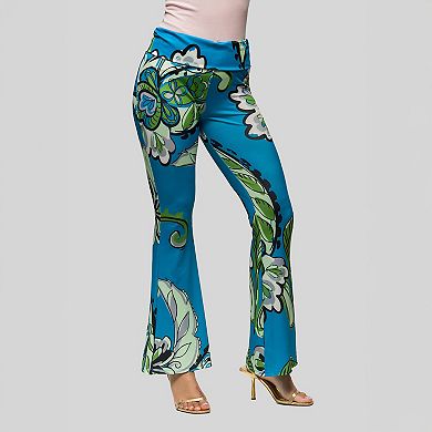 Women's 24Seven Comfort Apparel Bell Bottom Foldover Waist Pants