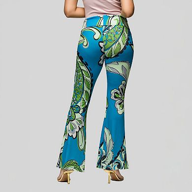 Women's 24Seven Comfort Apparel Bell Bottom Foldover Waist Pants