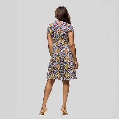 Women's 24Seven Comfort Apparel Short Sleeve Knee Length V-Neck Wrap Dress