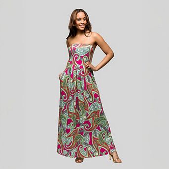 Women's 24Seven Comfort A-Line Strapless Maxi Dress