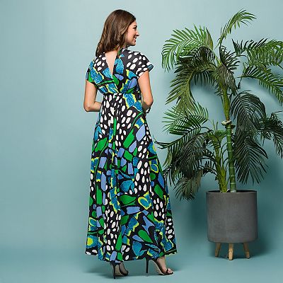 sachin and babi light blue dress Magenta Textured Empire Waist Stretch Dress