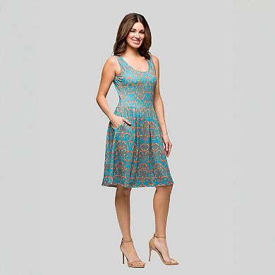 Women's 24Seven Comfort Apparel Sleeveless Pleated Mini Pocket Dress