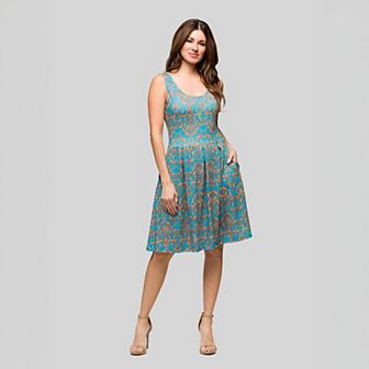 Women's 24Seven Comfort Apparel Sleeveless Pleated Mini Pocket Dress
