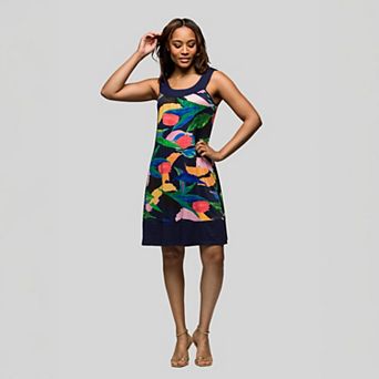 Women's 24Seven Comfort Apparel Scoop Neck Sleeveless Knee Length Dress