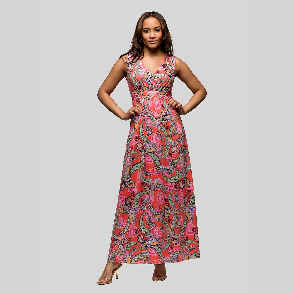 empire waist maxi dress Flat Tie-Shoulder Empire Waist Maxi Dress with Front Slit