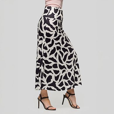Women's 24Seven Comfort Apparel Print Elastic Waist A-Line Maxi Skirt