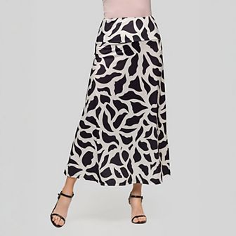 Women's 24Seven Comfort Apparel Print Elastic Waist A-Line Maxi Skirt