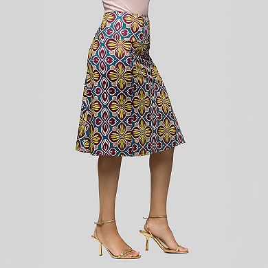 Women's 24Seven Comfort Apparel Print Comfortable Elastic Waist Knee Length Skirt