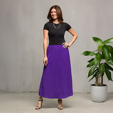 Women's 24Seven Comfort Apparel Elastic Waist A-Line Maxi Skirt