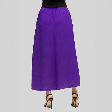 Women's 24Seven Comfort Apparel Elastic Waist A-Line Maxi Skirt