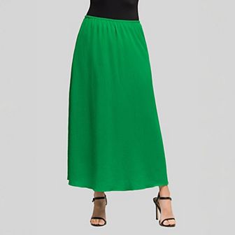 Women's 24Seven Comfort Apparel Elastic Waist A-Line Maxi Skirt