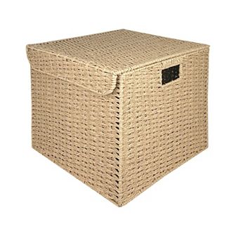 Large Square Paperweave Lidded Storage Bin