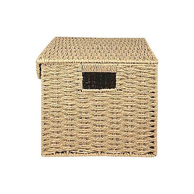 Small Square Lidded Paperweave Storage Bin
