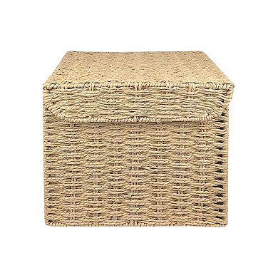Small Square Lidded Paperweave Storage Bin