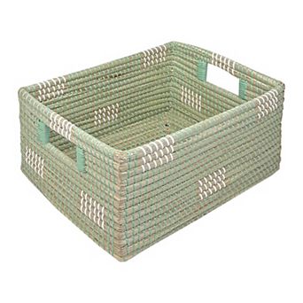 Large Rectangle Seagrass Storage Bin with Resin Handles