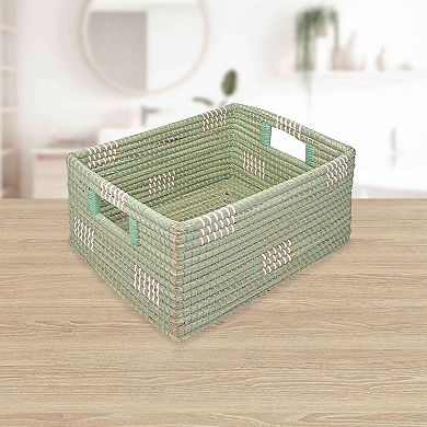 Large Rectangle Seagrass Storage Bin with Resin Handles