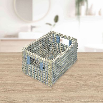 Small Rectangle Seagrass Storage Bin with Resin Handles