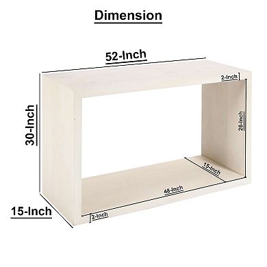 Keli 52 Inch Sofa Console Table, Mango Wood Handcrafted Open Frame, Rustic Washed White