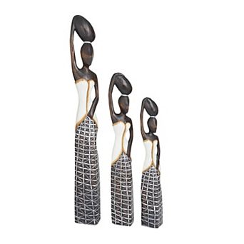 Stella & Eve Set of 3 African Wood Sculptures Floor Decor