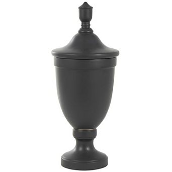 Stella & Eve Black Ceramic Fluted Urn Shaped Living Room Decorative Jar with Lid