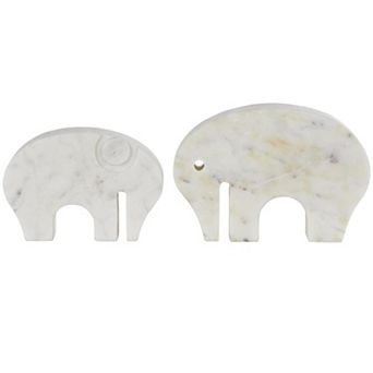 Stella & Eve Marble 2 pc Elephant Abstract Decorative Sculpture Table Decor