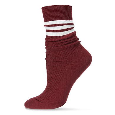 Women's Tri-ring Cotton Blend Slouch Ribbed Crew Sock