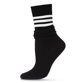 Women's Tri-ring Cotton Blend Slouch Ribbed Crew Sock