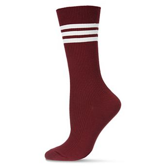 Women's Tri-ring Cotton Blend Slouch Ribbed Crew Sock