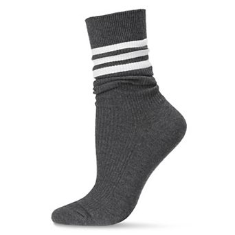 Women's Tri-ring Cotton Blend Slouch Ribbed Crew Sock