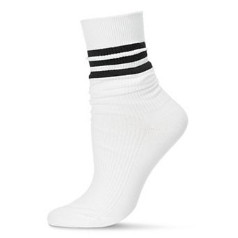 Women's Tri-ring Cotton Blend Slouch Ribbed Crew Sock