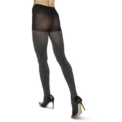 Zig Zag Textron Glam Opaque Knit Tights