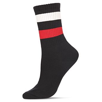 Women's Thick Tennis Stripe Cotton Blend Crew Sock