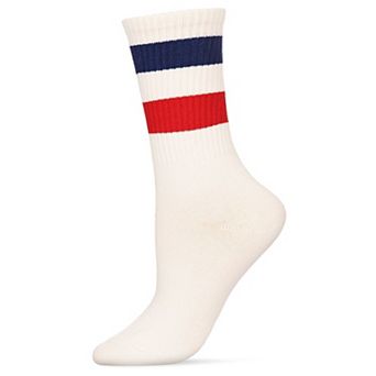 Women's Thick Tennis Stripe Cotton Blend Crew Sock