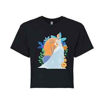 Disney's Cinderella Juniors' Floral Cropped Tee