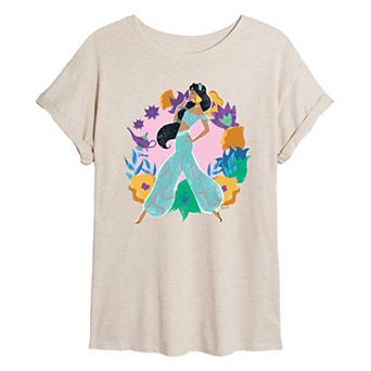 Disney's Aladdin Jasmine Juniors' Floral Oversized Tee