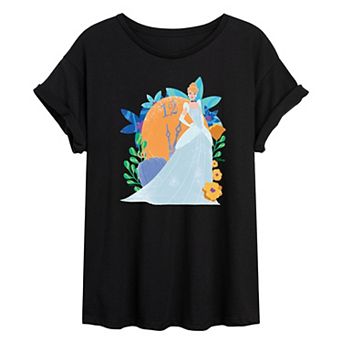 Disney's Cinderella Juniors' Floral Oversized Tee