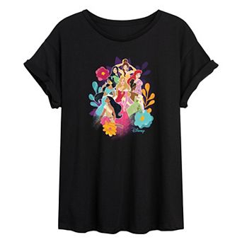 Disney Princess Juniors' Group Floral Oversized Tee