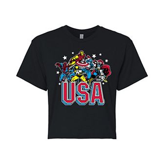 Juniors' Marvel USA Cropped Tee